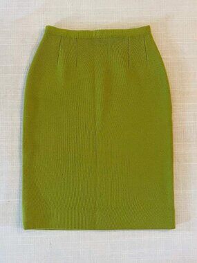 Vintage Chartreuse Green Pencil Skirt / 100% Wool / 60s